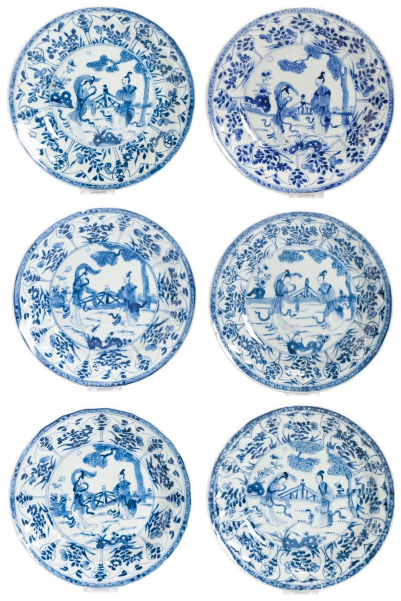 
Sharing with you this exceptionally nice set of 6 Chinese porcelain plates from the Kangxi / Yongzheng period.
All moulded in the wall and with a nice leasure scene of two ladies in a garden/landscape.

Country of origin: China
Period: Kangxi