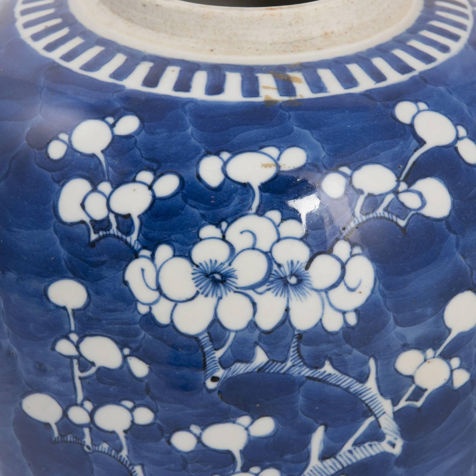 Kangxi Blue White Prunus Blossom Style Large Ginger Jar, circa 1880 6
