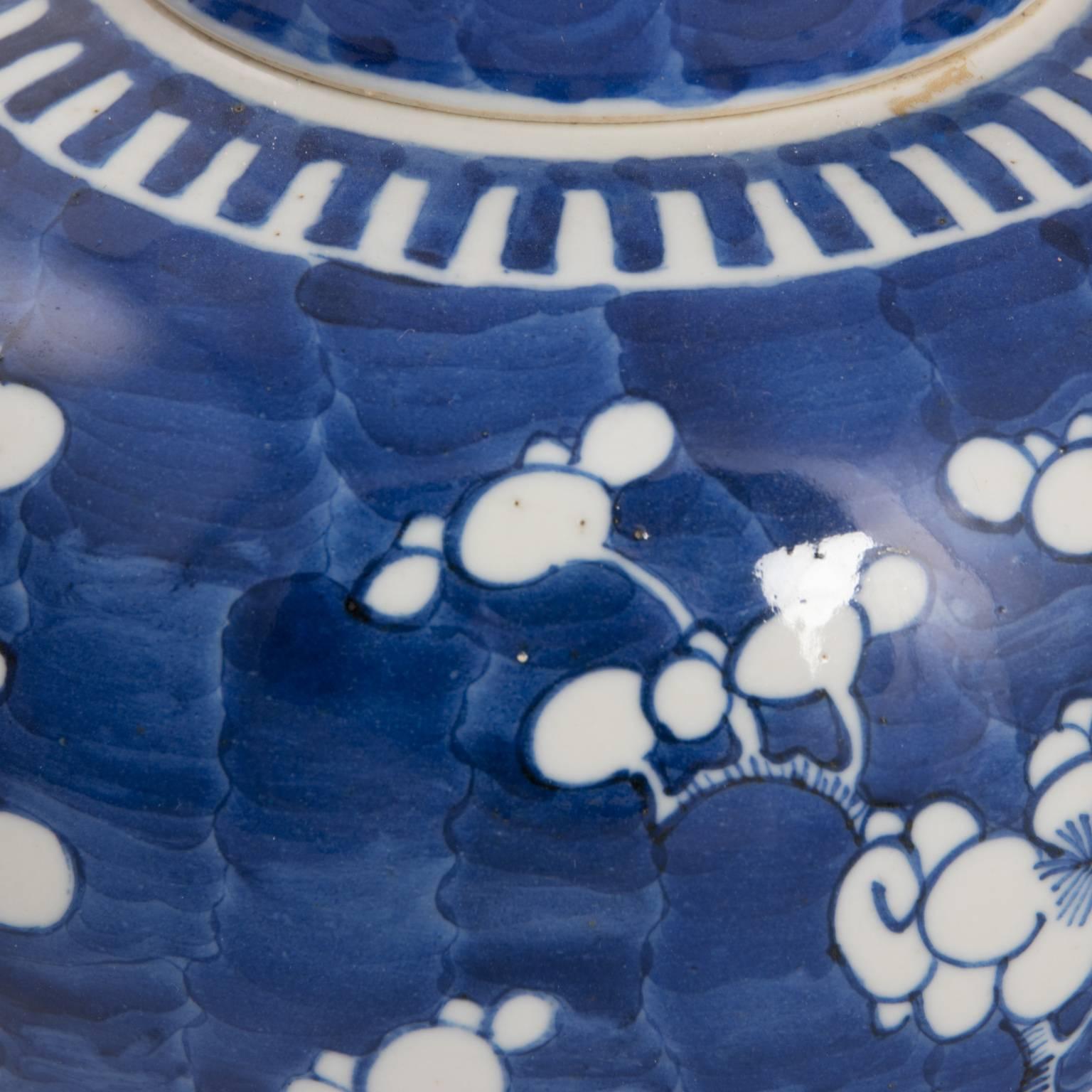 Ceramic Kangxi Blue White Prunus Blossom Style Large Ginger Jar, circa 1880