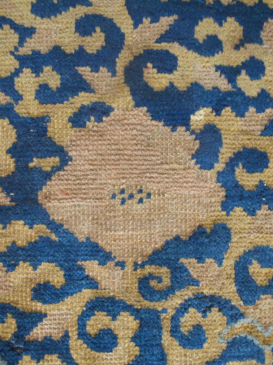 Hand-Knotted Antique Chinese Kangxi Carpet Fragment, 17th Century  For Sale