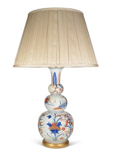 Lámpara de mesa china de porcelana del siglo XVIII, estilo Kangxi Imari Porcelain, con forma de triple calabaza
