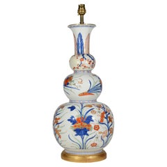 Lámpara de mesa china de porcelana del siglo XVIII, estilo Kangxi Imari Porcelain, con forma de triple calabaza