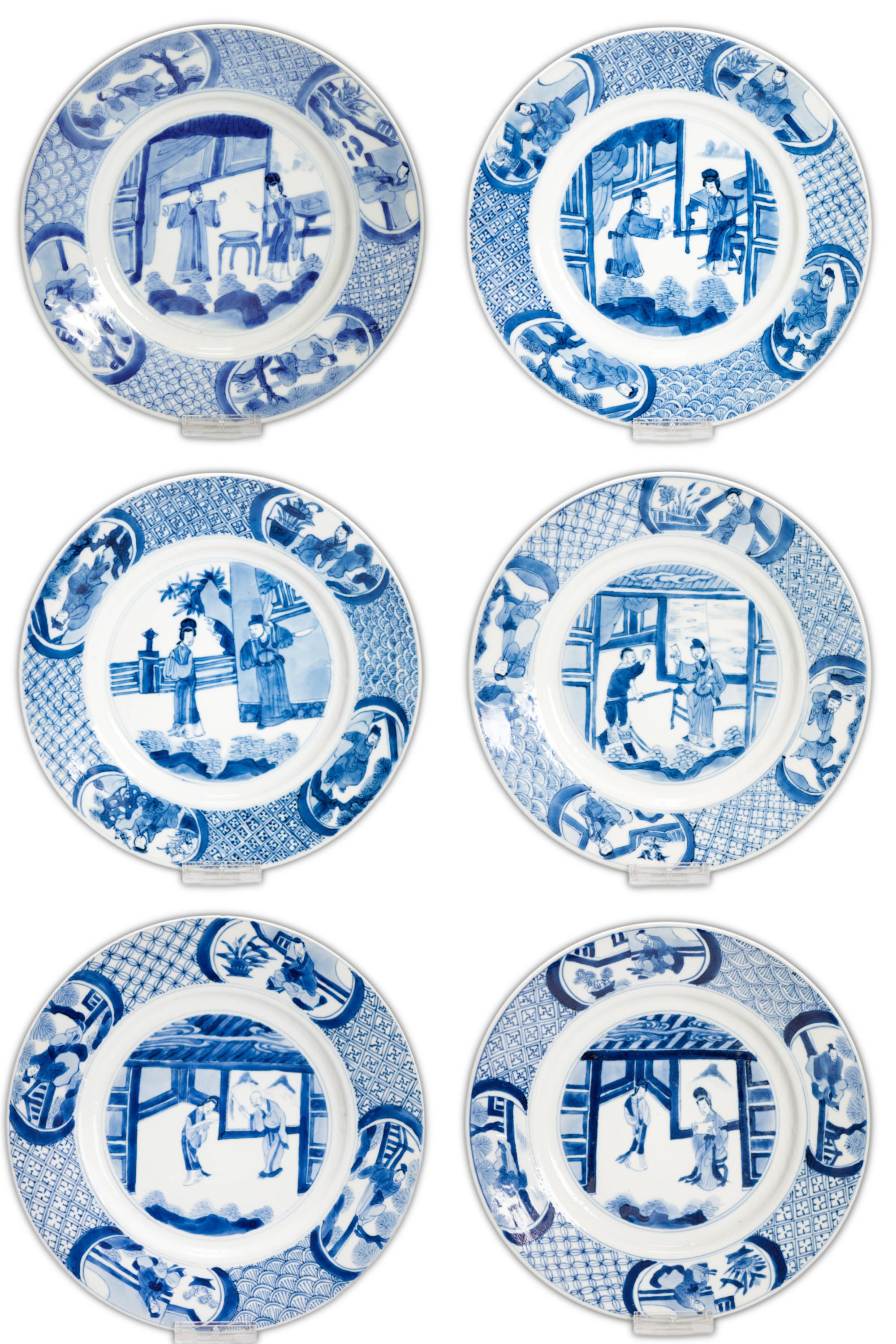 Kangxi Mark & Period Antique Chinese Porcelain Plates Romance of the Western 2