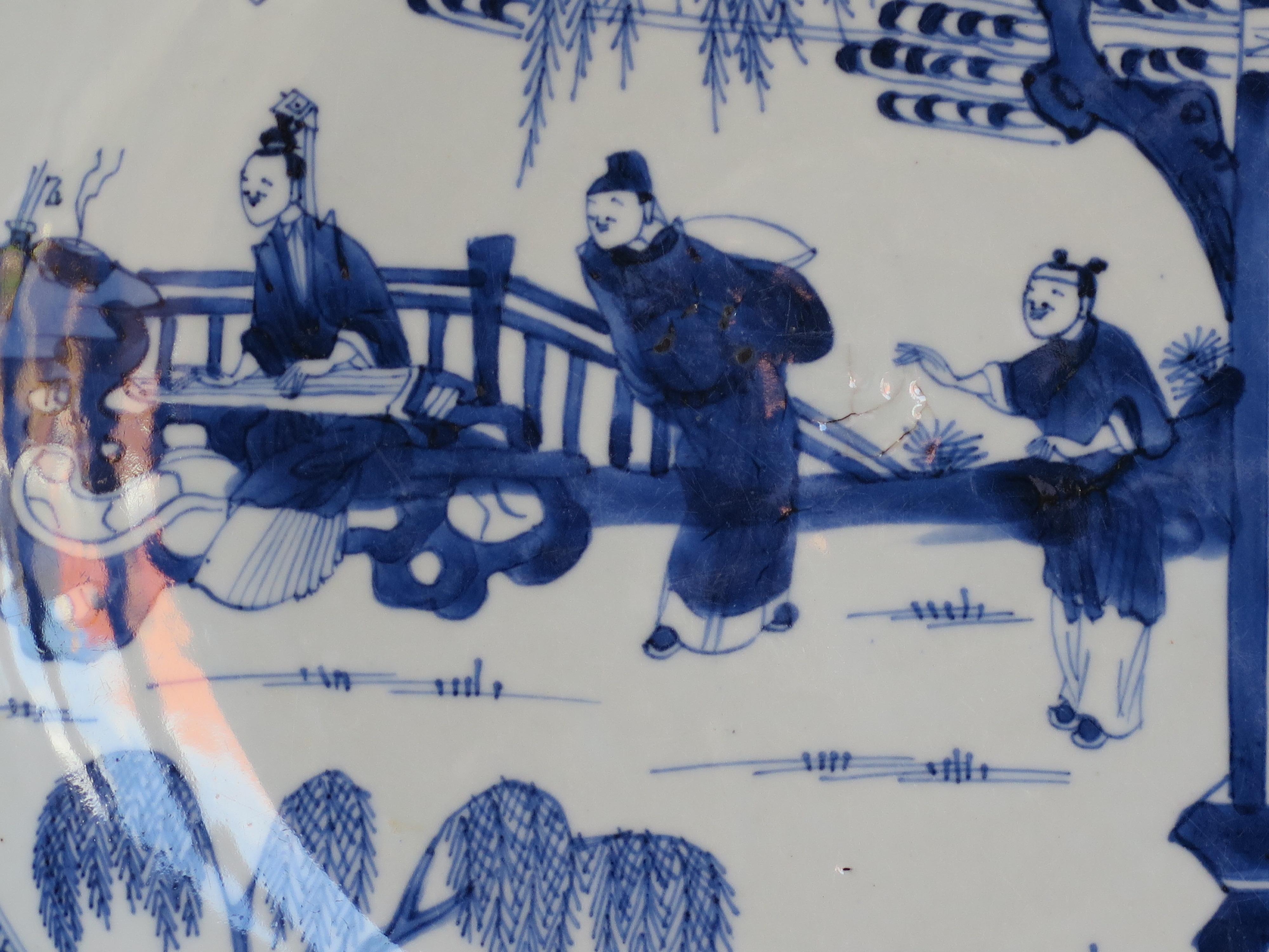 Kangxi Marked Large Chinese Dish or Plate Porcelain Blue & White, Circa 1690 4