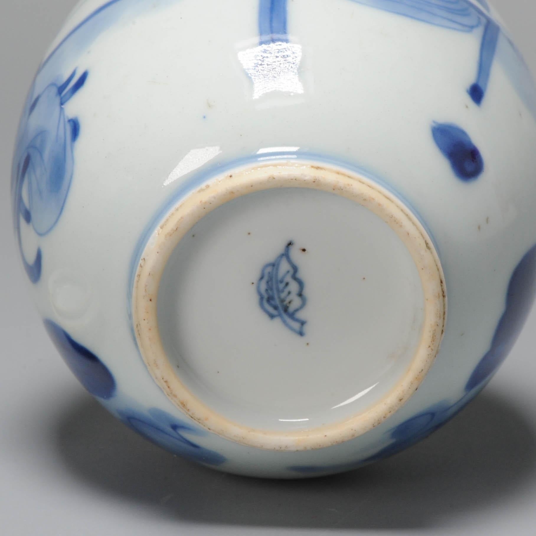Kangxi Period Chinese Porcleain Lidded Jar Tea Caddy Blue & White Silver Lizago 10