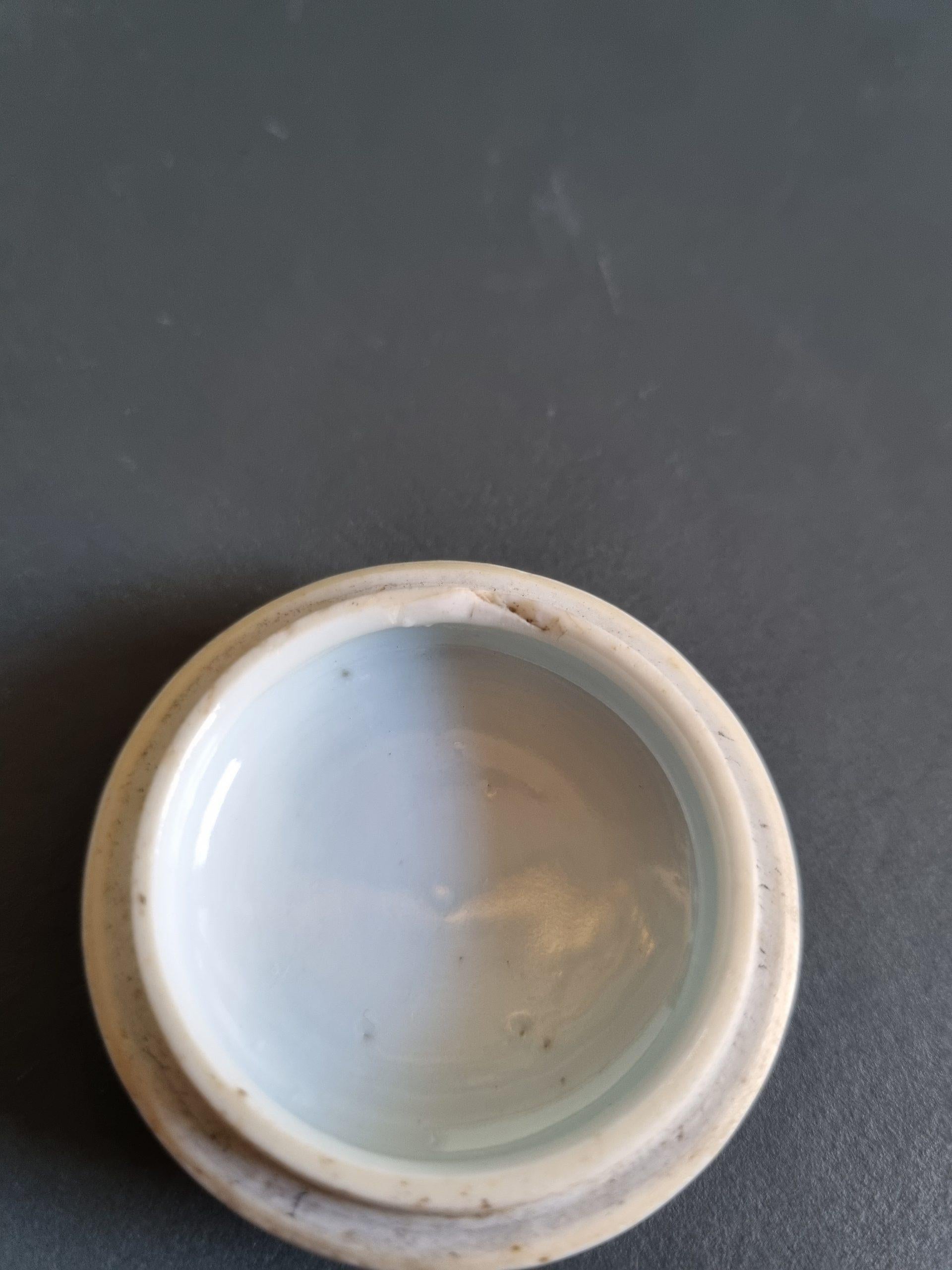 Qing Kangxi Period Chinese Porcleain Lidded Jar Tea Caddy Blue & White Silver Lizago