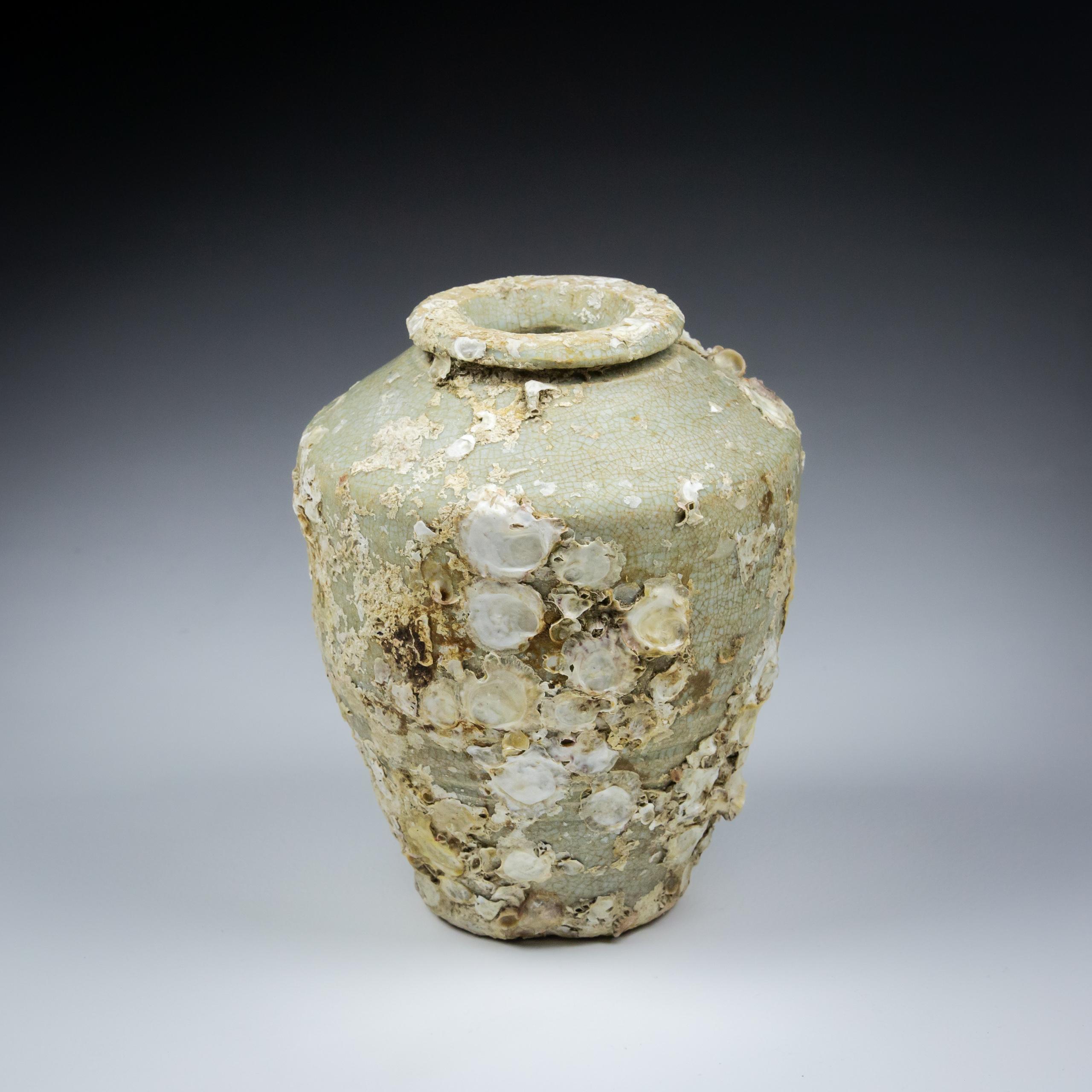 17th Century crackle glazed baluster vase, likely for storage of dry food - spices or apothecary. 

Reclaimed Treasure from a Chinese trading vessel wrecked off the coast of Vung Tau, Vietnam Circa 1690.
Likely bound for Dutch trading  port Batavia