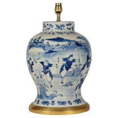 Kangxi Style Blue and White Chinese Porcelain Table Lamp, circa 1860
