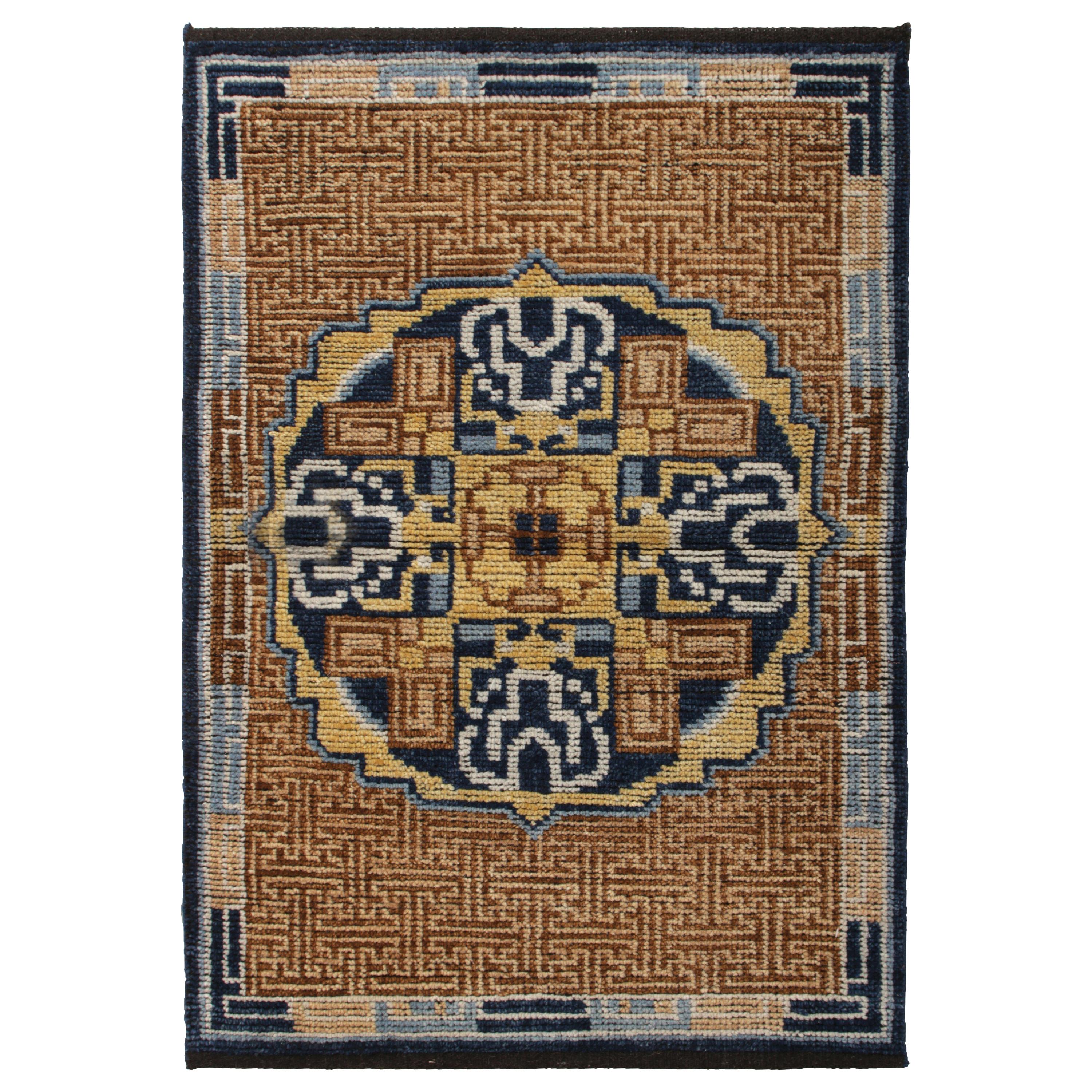 Kangxi Style Rug in Beige Brown and Blue Medallion Pattern by Rug
Kilim
