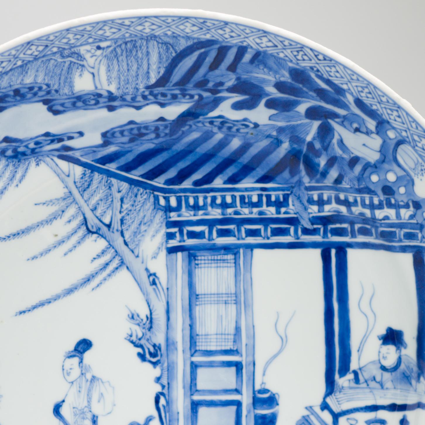 Kangxi/Yongzheng Antique Chinese Porcelain Plate Romance of the Western Chamber For Sale 8