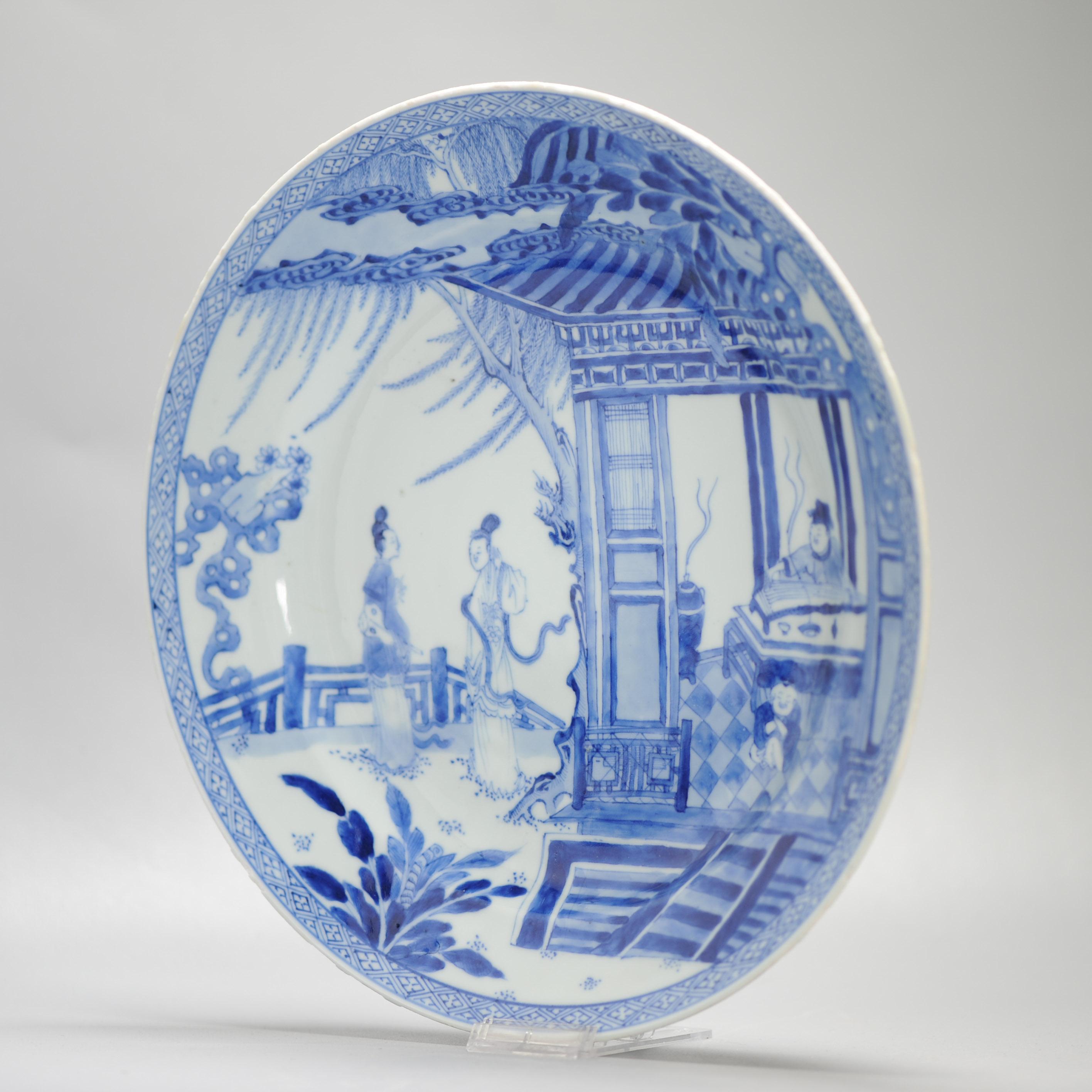 Kangxi/Yongzheng Antique Chinese Porcelain Plate Romance of the Western Chamber For Sale 9