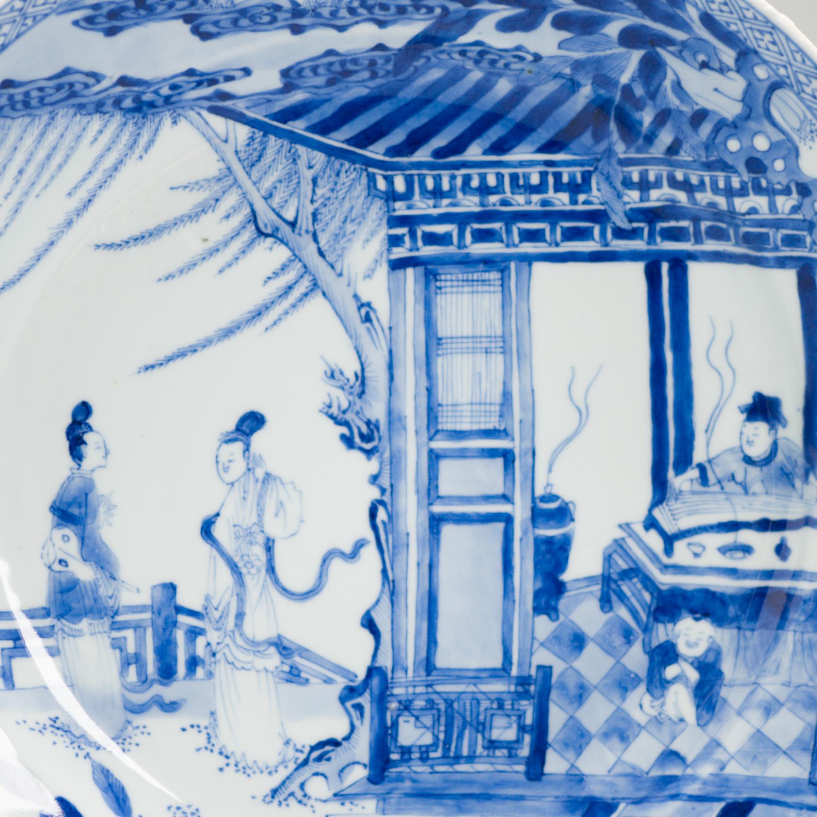 Qing Kangxi/Yongzheng Antique Chinese Porcelain Plate Romance of the Western Chamber For Sale