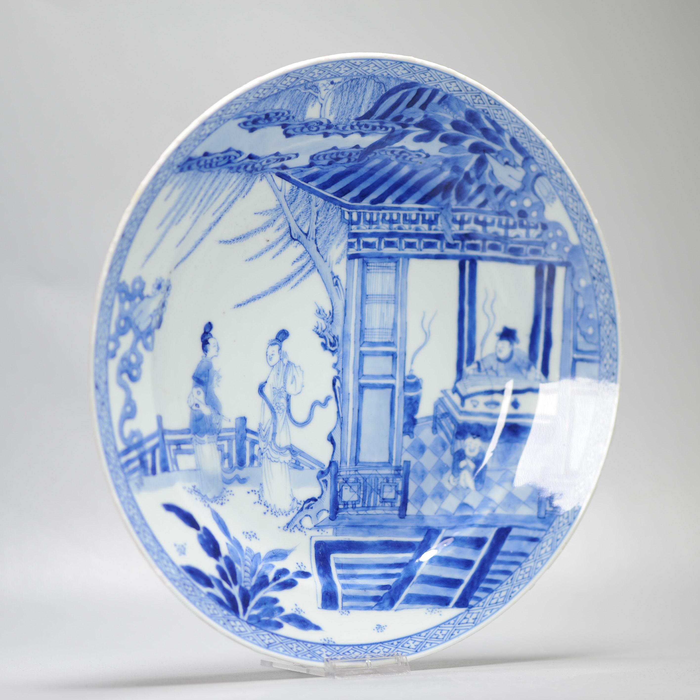 Kangxi/Yongzheng Antique Chinese Porcelain Plate Romance of the Western Chamber For Sale 2