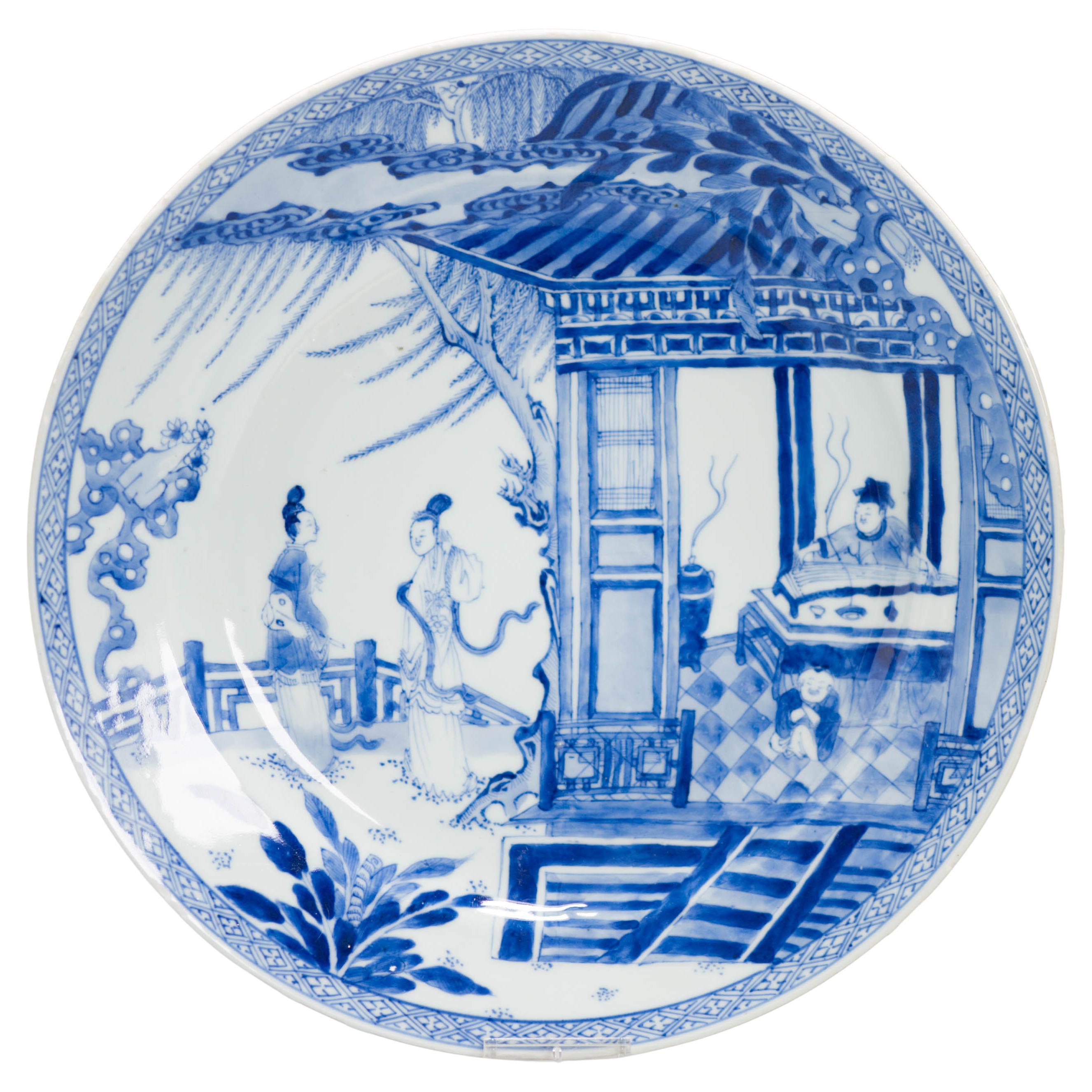Kangxi/Yongzheng Antique Chinese Porcelain Plate Romance of the Western Chamber