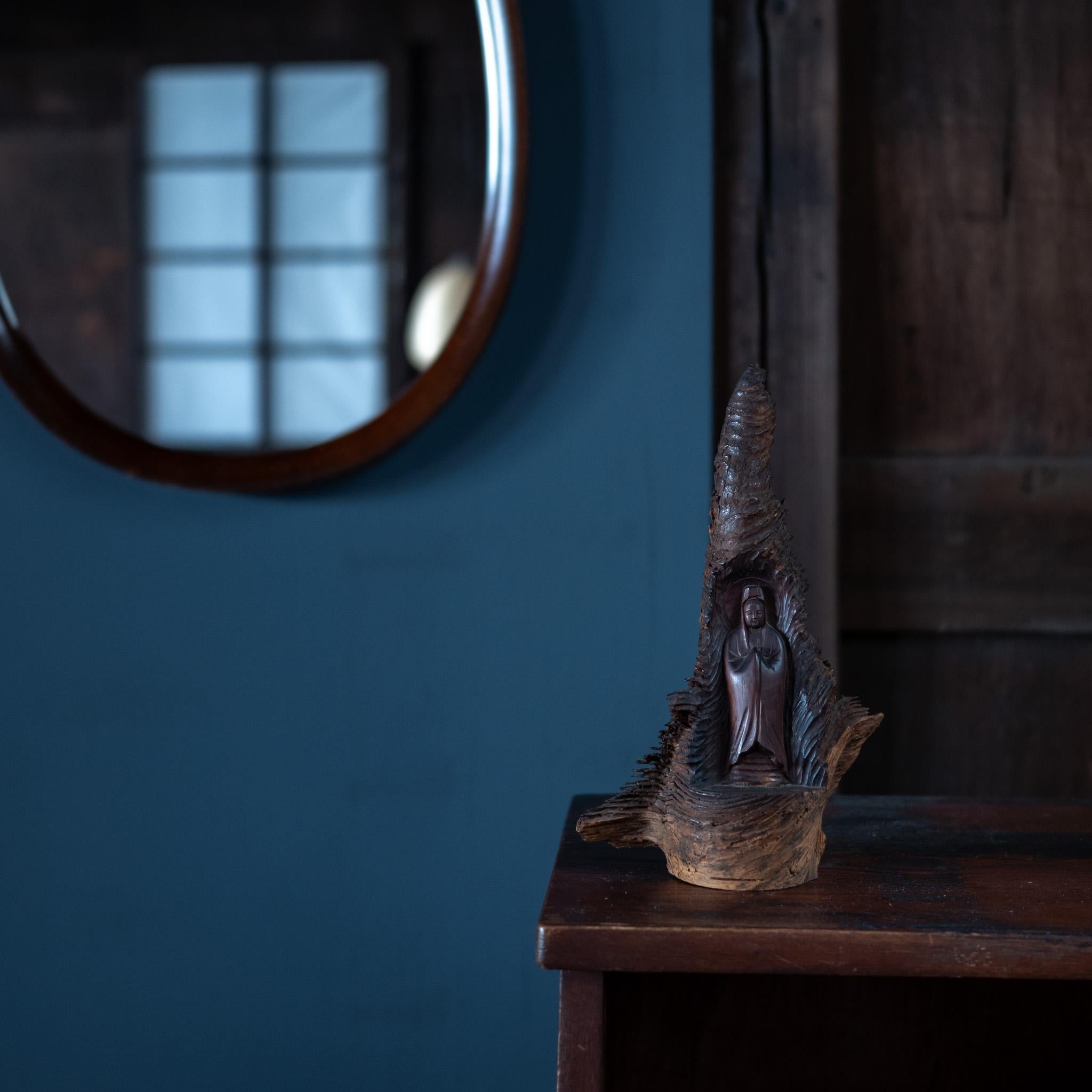 Kannon Statue in Organic Bark Form, Japan, 20th Century / Japanese, Sculpture For Sale 1
