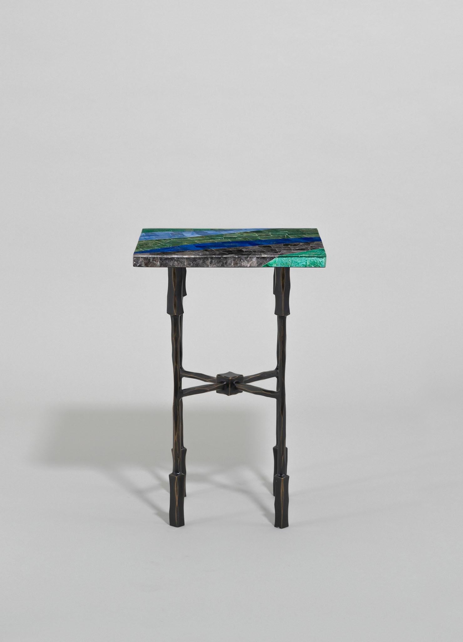 Cast Kannur Side Table Medium in Brass & Semi Precious Stones, Viya by Vikram Goyal For Sale
