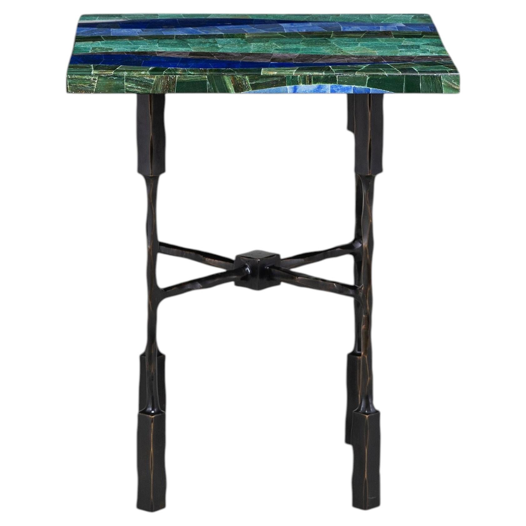 Kannur Side Table Small in Brass & Semi Precious Stones, Viya by Vikram Goyal