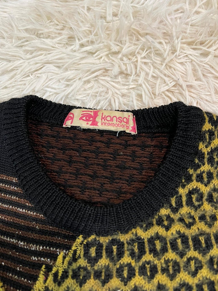 Kansai Yamamoto 1980's Cheetah Sweater Vest In Good Condition For Sale In Tương Mai Ward, Hoang Mai District