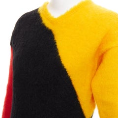 KANSAI YAMAMOTO 1980s Vintage red yellow black wool colorblocked knitted dress