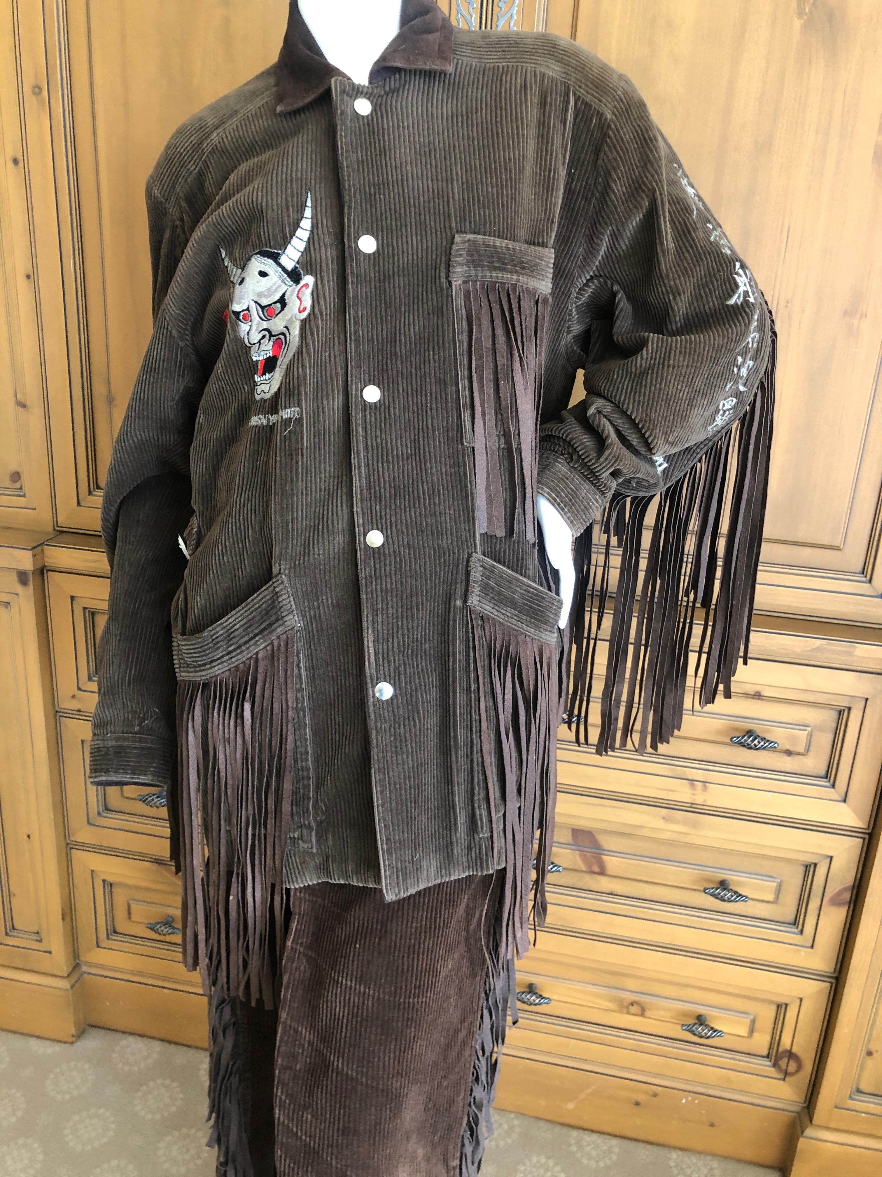 KANSAI YAMAMOTO 1981 Rare Collectible Unisex Embellished Jacket w Suede Fringe In Excellent Condition For Sale In Cloverdale, CA