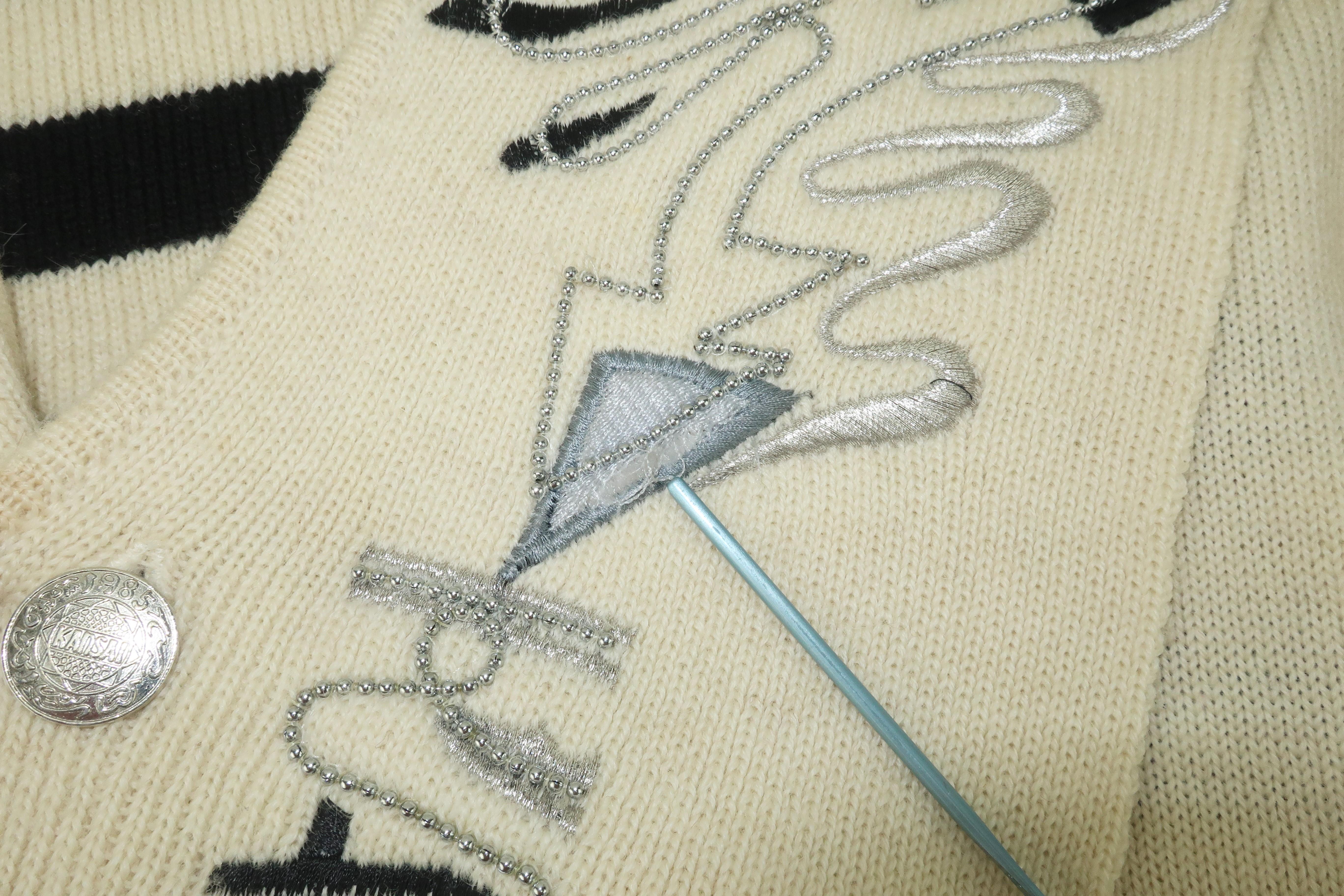 Kansai Yamamoto Perlenbesetzter und bestickter Pullover im Strickjackenstil, 1985 6