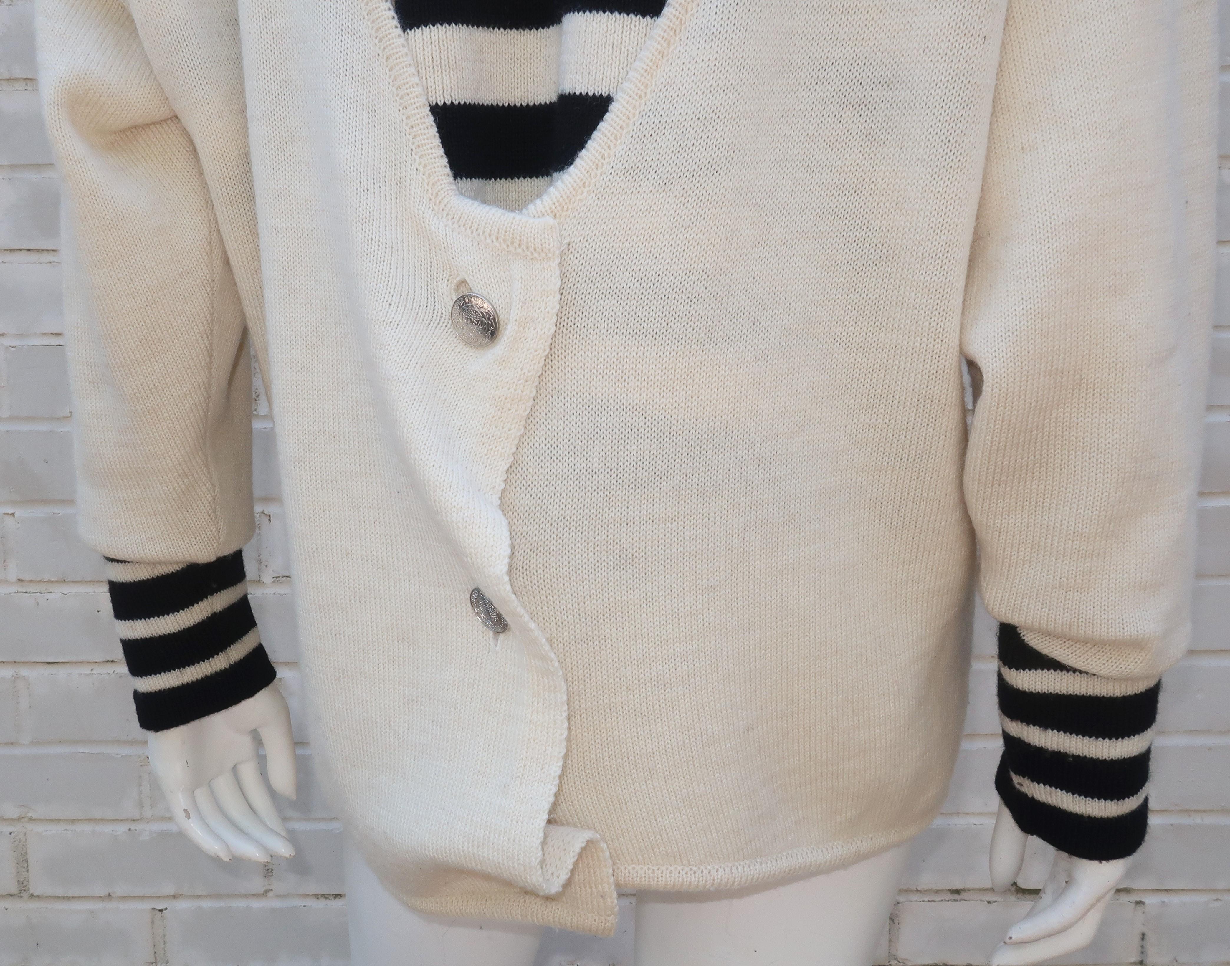 Gray Kansai Yamamoto Beaded & Embroidered Cardigan Style Sweater, 1985