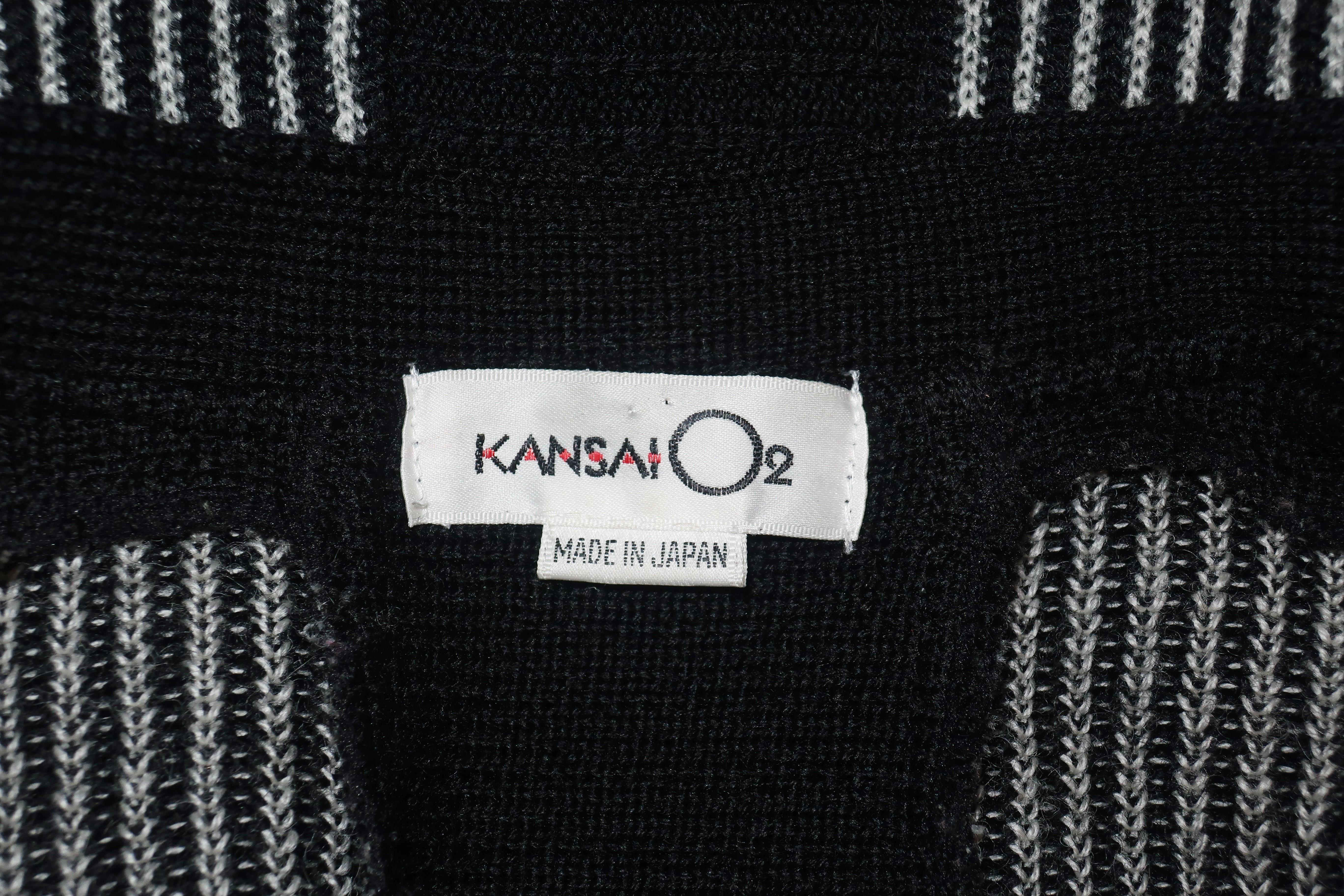Kansai Yamamoto Black, White & Silver Beaded Wool Sweater, 1980's 6