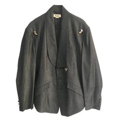 Kansai Yamamoto Dark Grey Jacket Pantsuit Circa Mid 80s