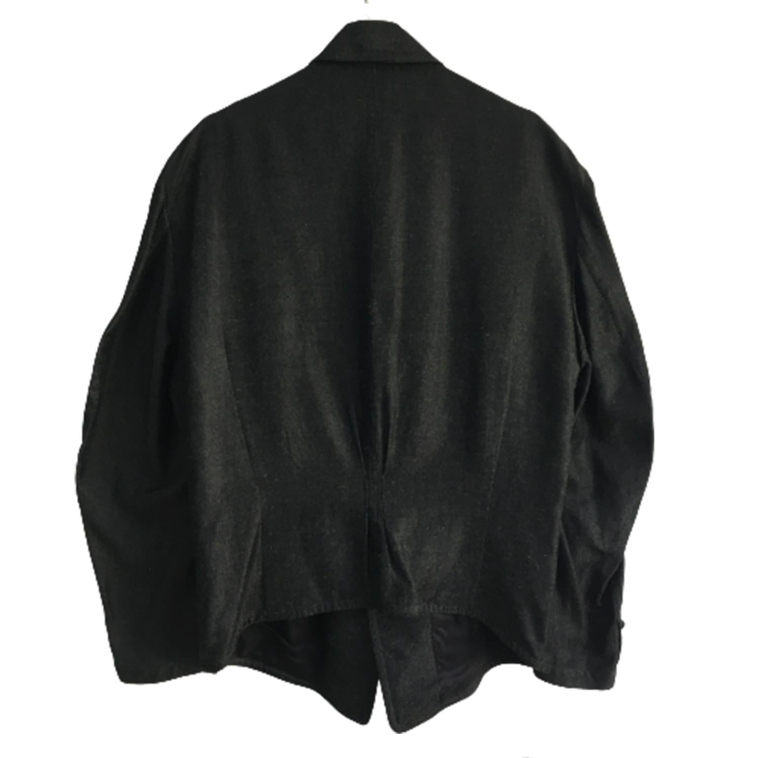Men's Kansai Yamamoto Dark Grey Jacket Pantsuit Circa Mid 80s For Sale
