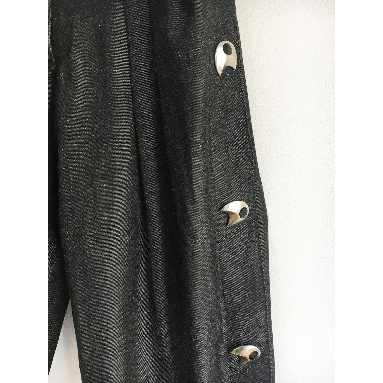 Kansai Yamamoto Dark Grey Jacket Pantsuit Circa Mid 80s For Sale 3