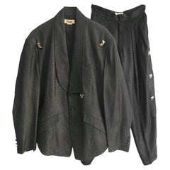 Retro Kansai Yamamoto Dark Grey Jacket Pantsuit Circa Mid 80s