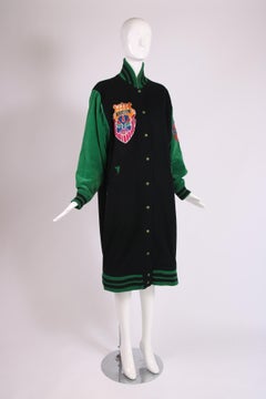 Kansai Yamamoto Übergroße schwarze & grüne Varsity-Jacke