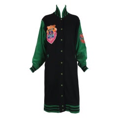 Vintage Kansai Yamamoto Oversized Black & Green Varsity Jacket