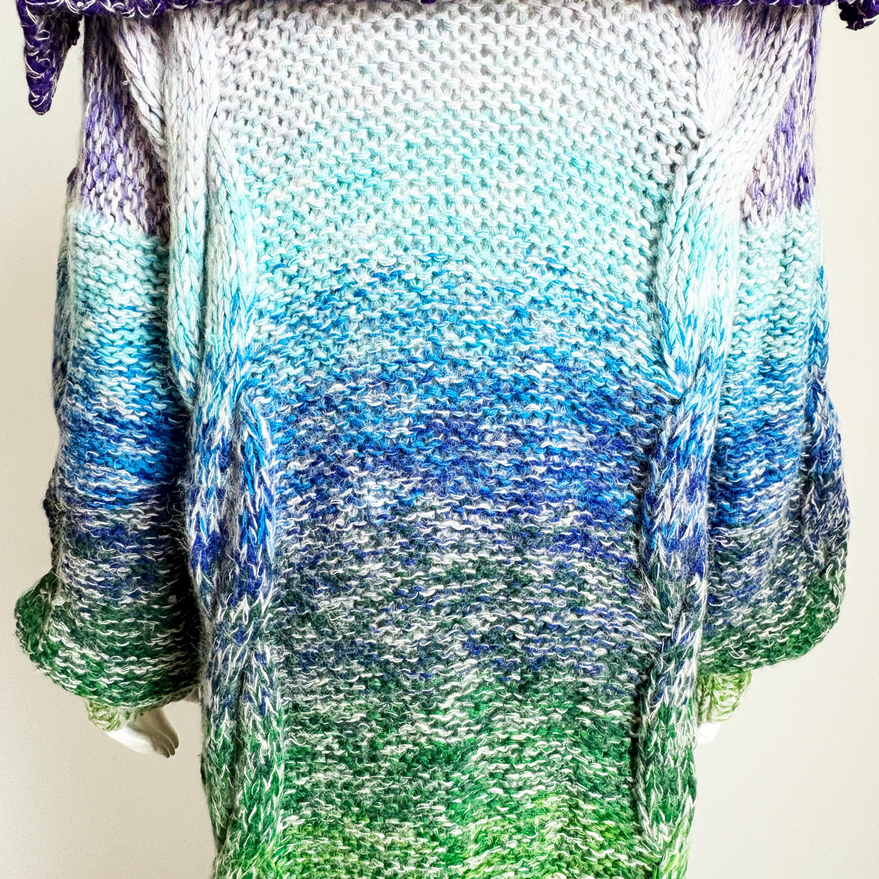 Kansai Yamamoto Rainbow Knit Sweater Long Maxi Duster Vintage 1970s Rare Glam For Sale 5