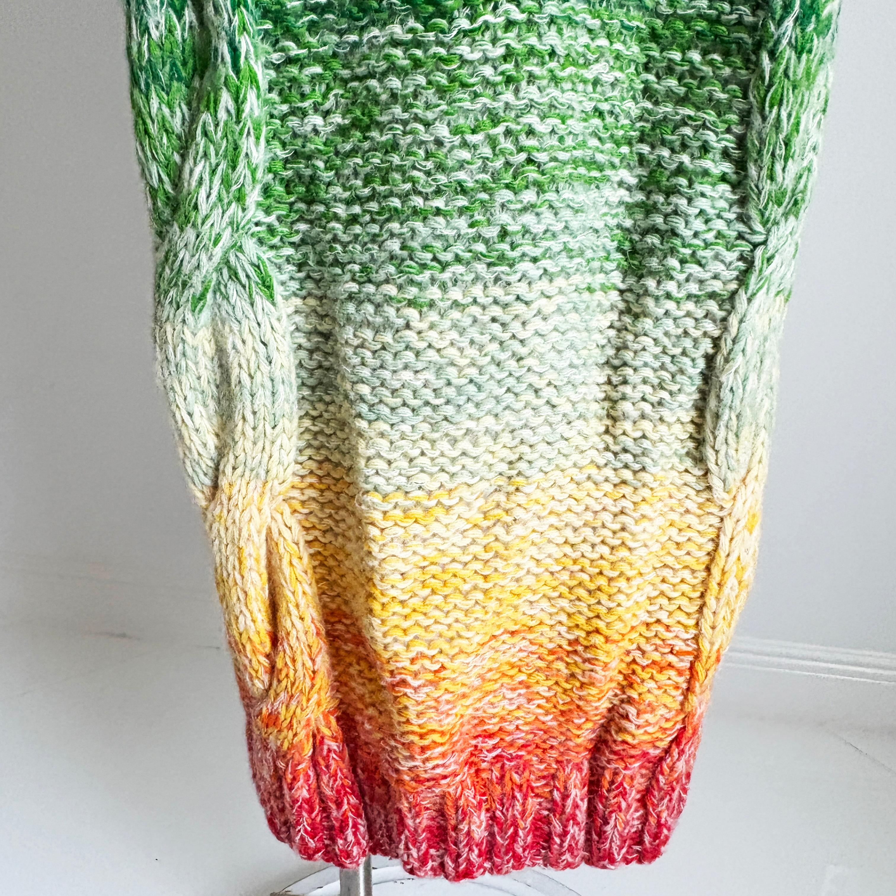 Kansai Yamamoto Rainbow Knit Sweater Long Maxi Duster Vintage 1970s Rare Glam For Sale 6