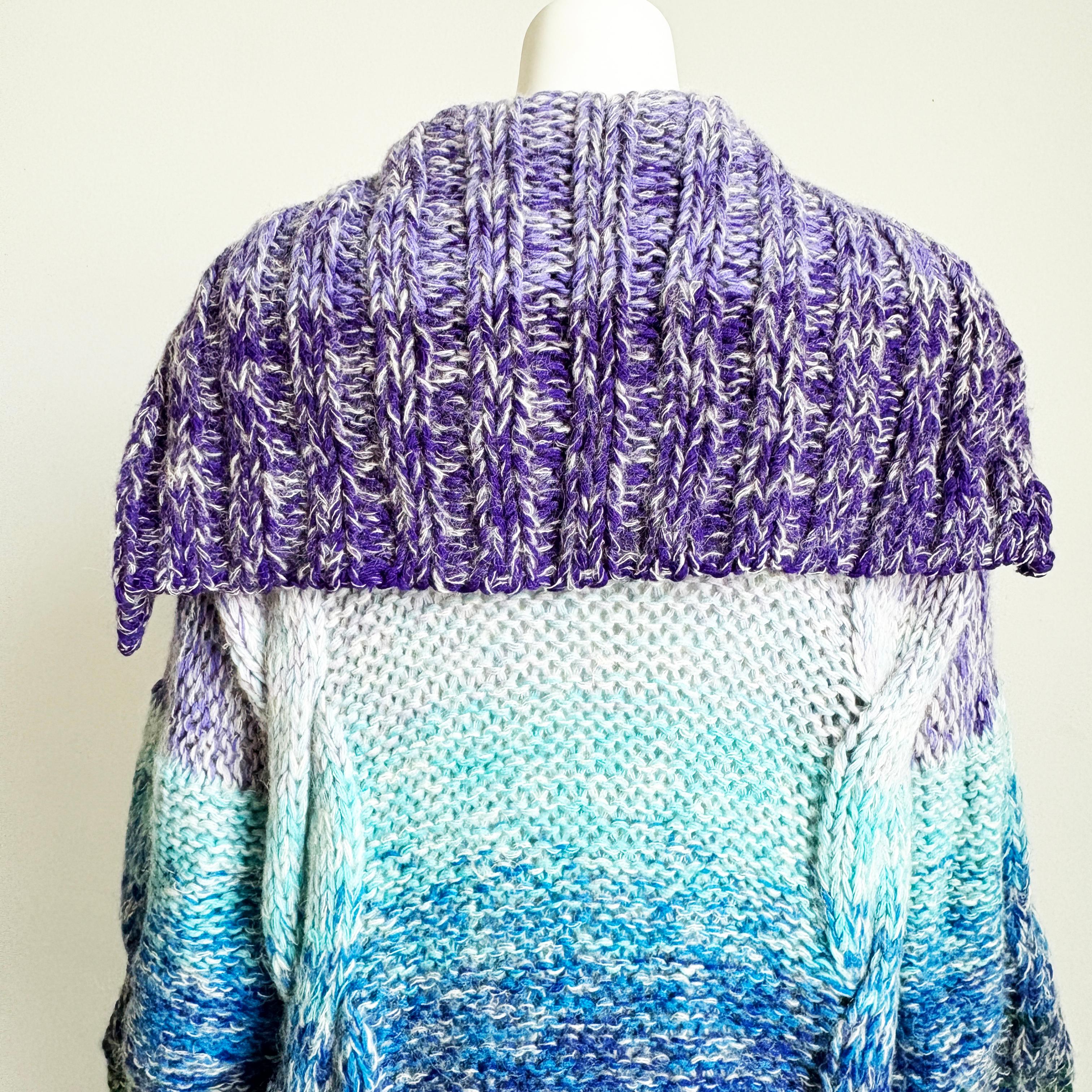 Kansai Yamamoto Rainbow Knit Sweater Long Maxi Duster Vintage 1970s Rare Glam For Sale 4