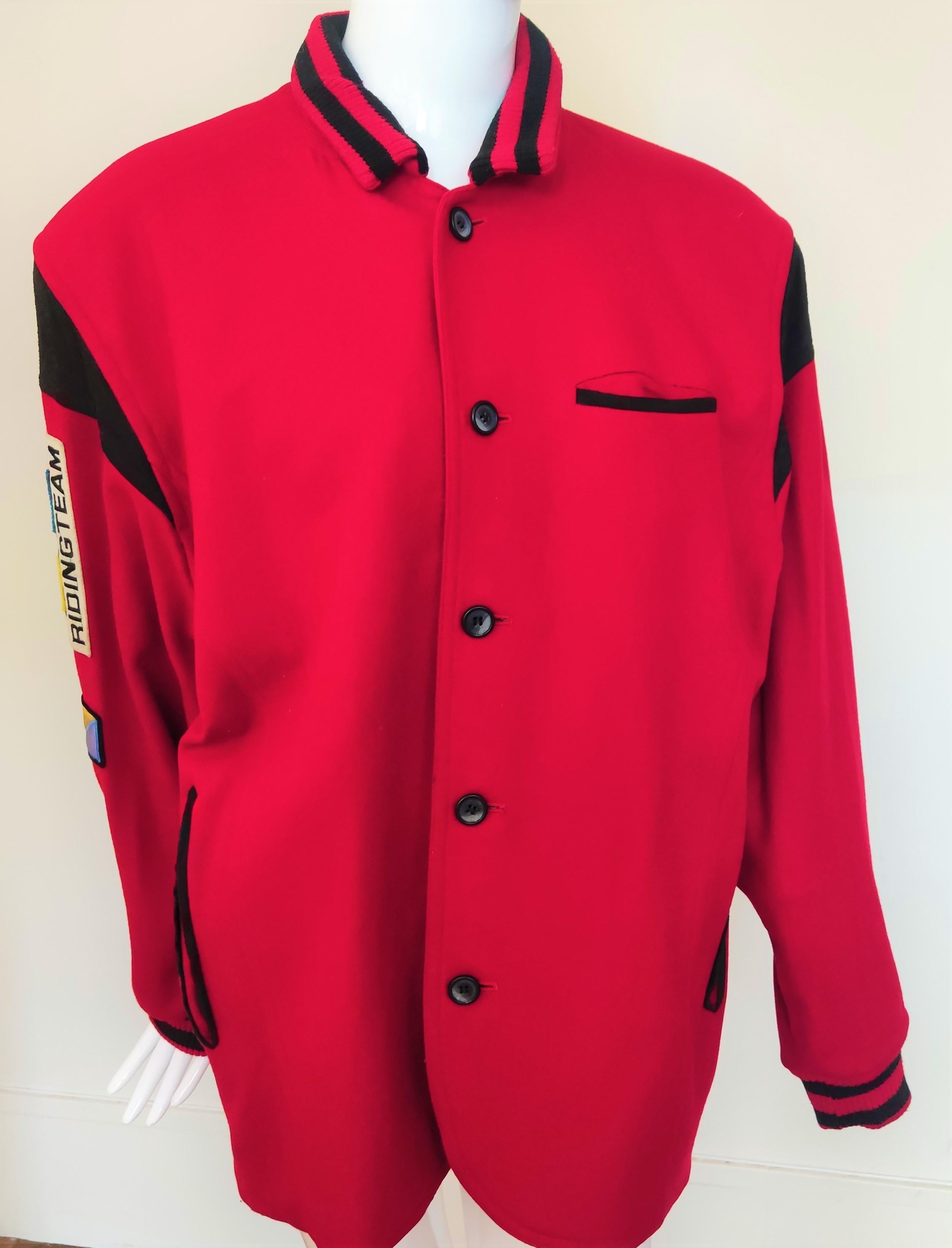 Men's Kansai Yamamoto Riding Team Japanese Vintage Patch Flag Large Red Jacket Coat For Sale