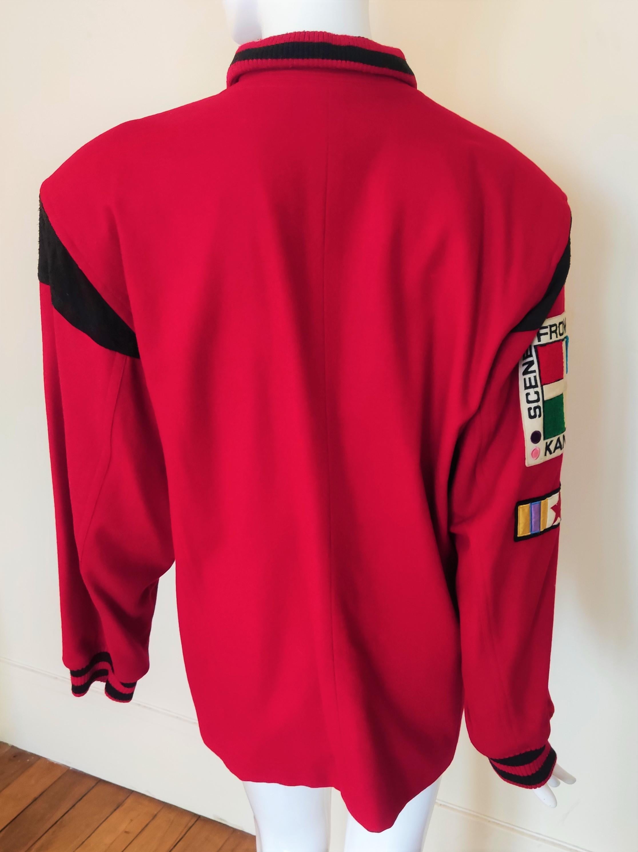 Kansai Yamamoto Reiterteam Japanische Vintage Patch Flagge Große rote Jacke Mantel im Angebot 3