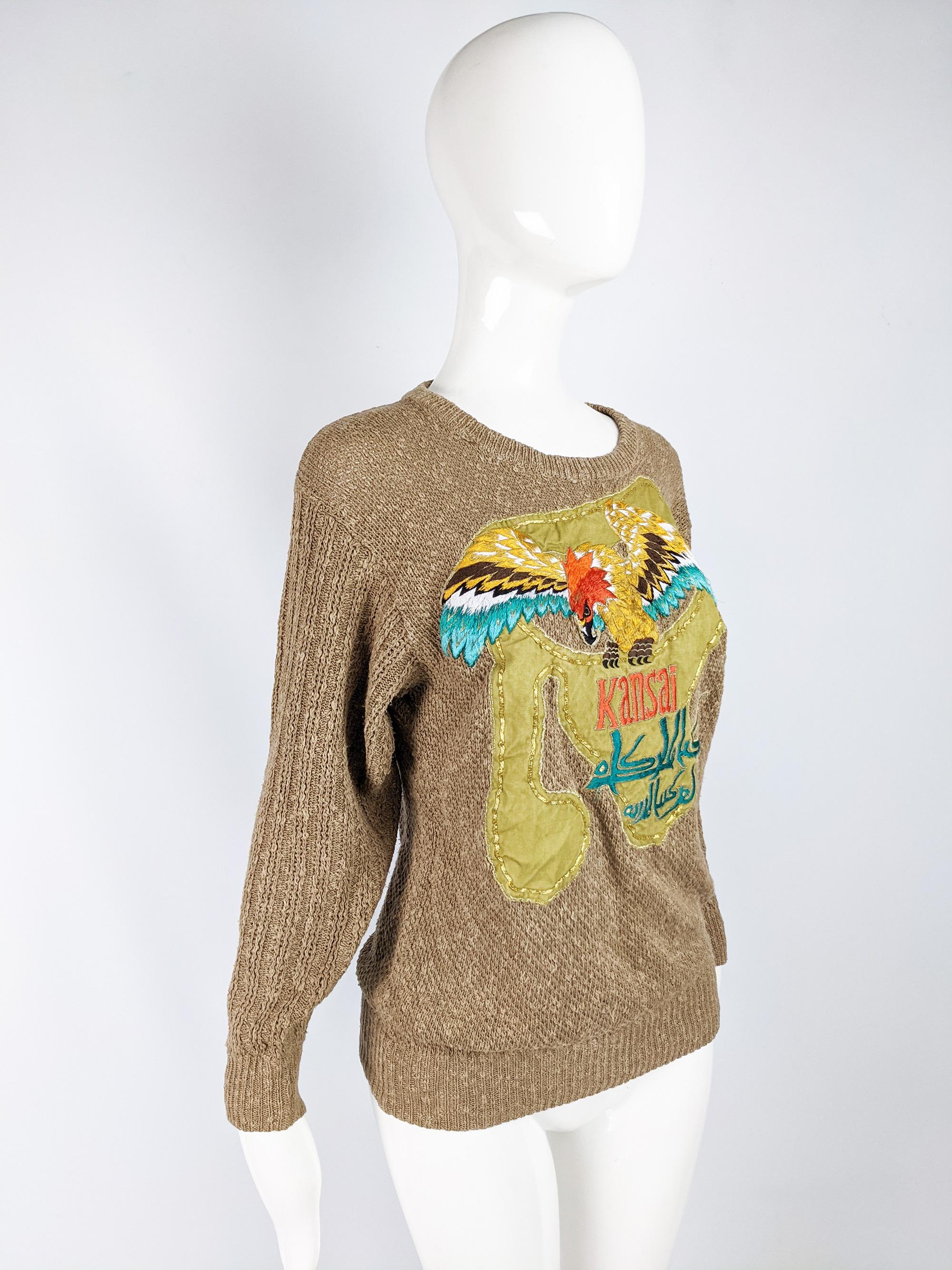 Brown Kansai Yamamoto Vintage Heavily Embroidered Sweater