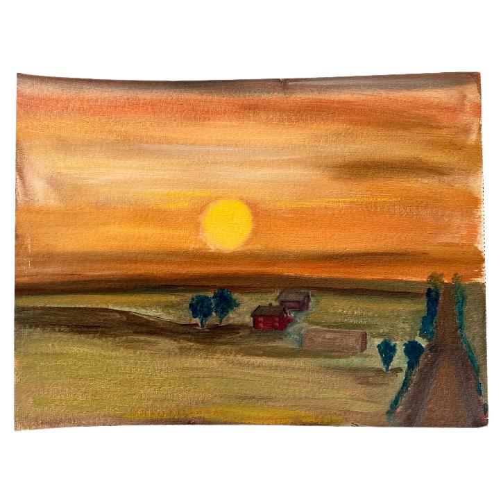 Kansas Farm Landscape Painting by Oklahoma Artist Clair Seglem For Sale