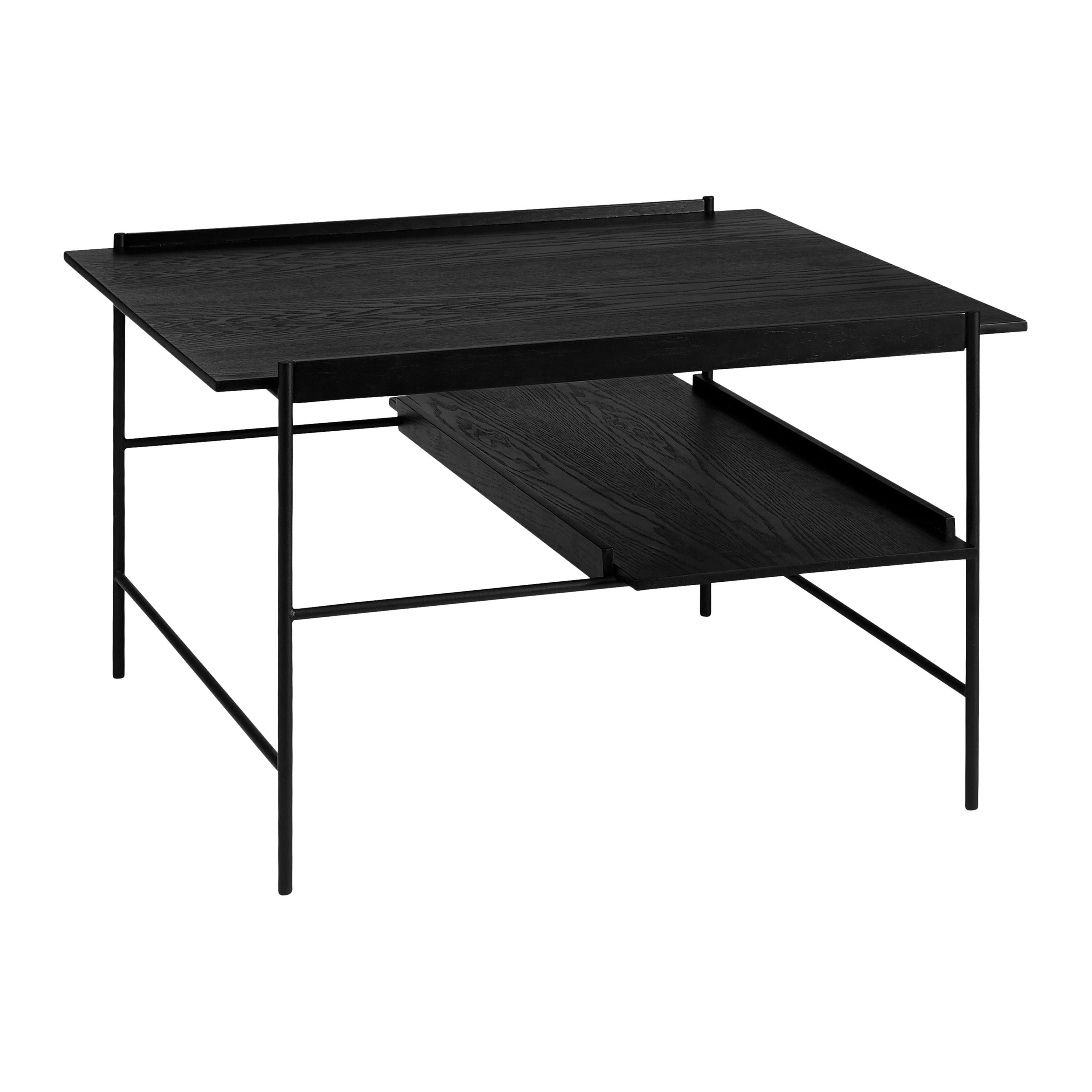 For Sale: Black Kanso Coffee Table in Wood and Steel