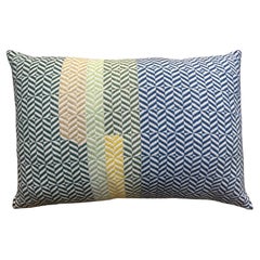 Kantha Handwoven Naturally-dyed Indigo Yellow Green Merino Wool Cushion Pillow
