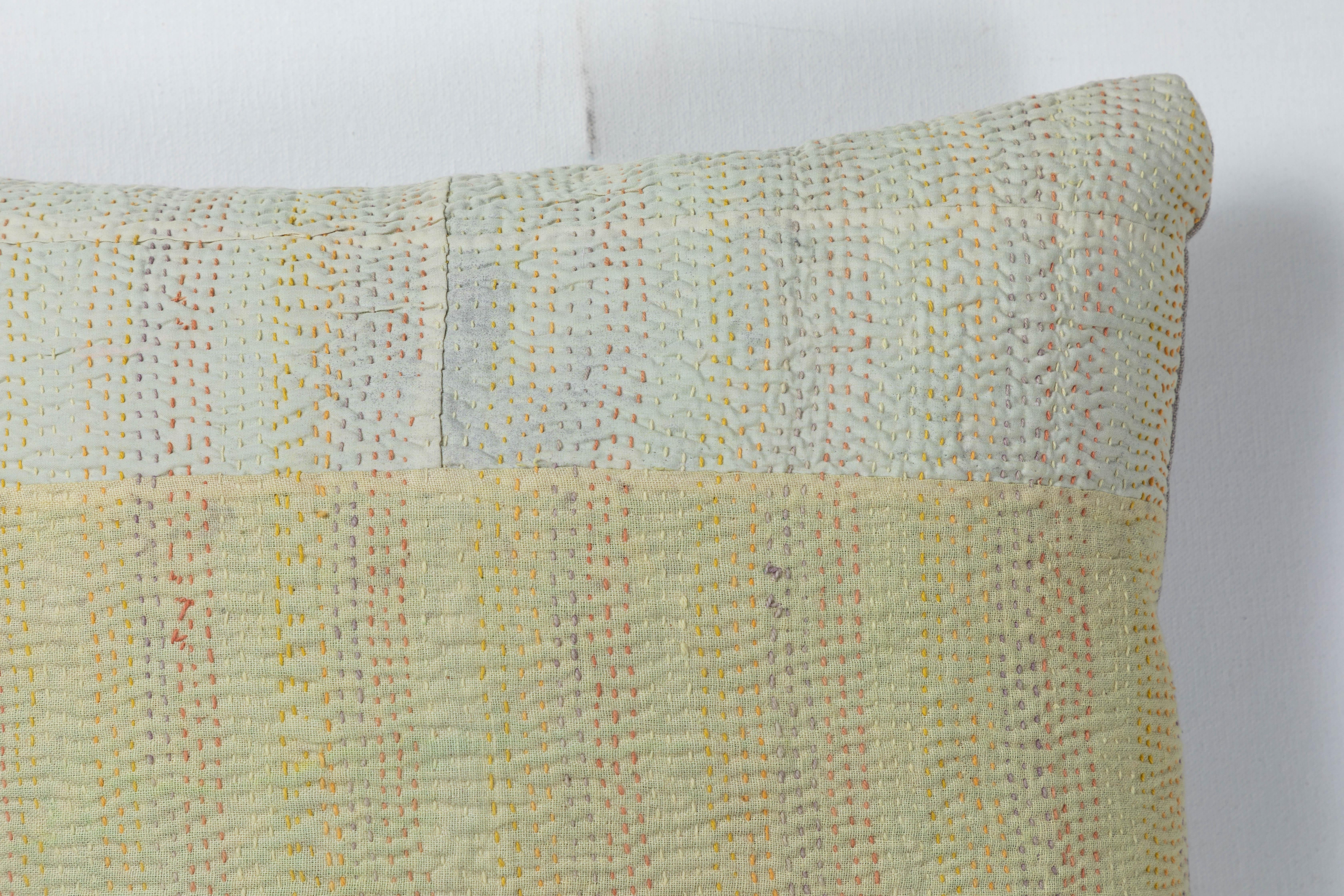 Indian Kantha Quilt Pillow For Sale