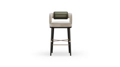 Kanto Bar Stool with Black Wooden Legs and Cream Upholstery