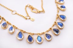 Kanwar Creations Cabochon Moonstone Necklace in 18 Karat Yellow Gold