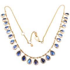 Kanwar Creations Cabochon Moonstone Necklace in 18 Karat Yellow Gold