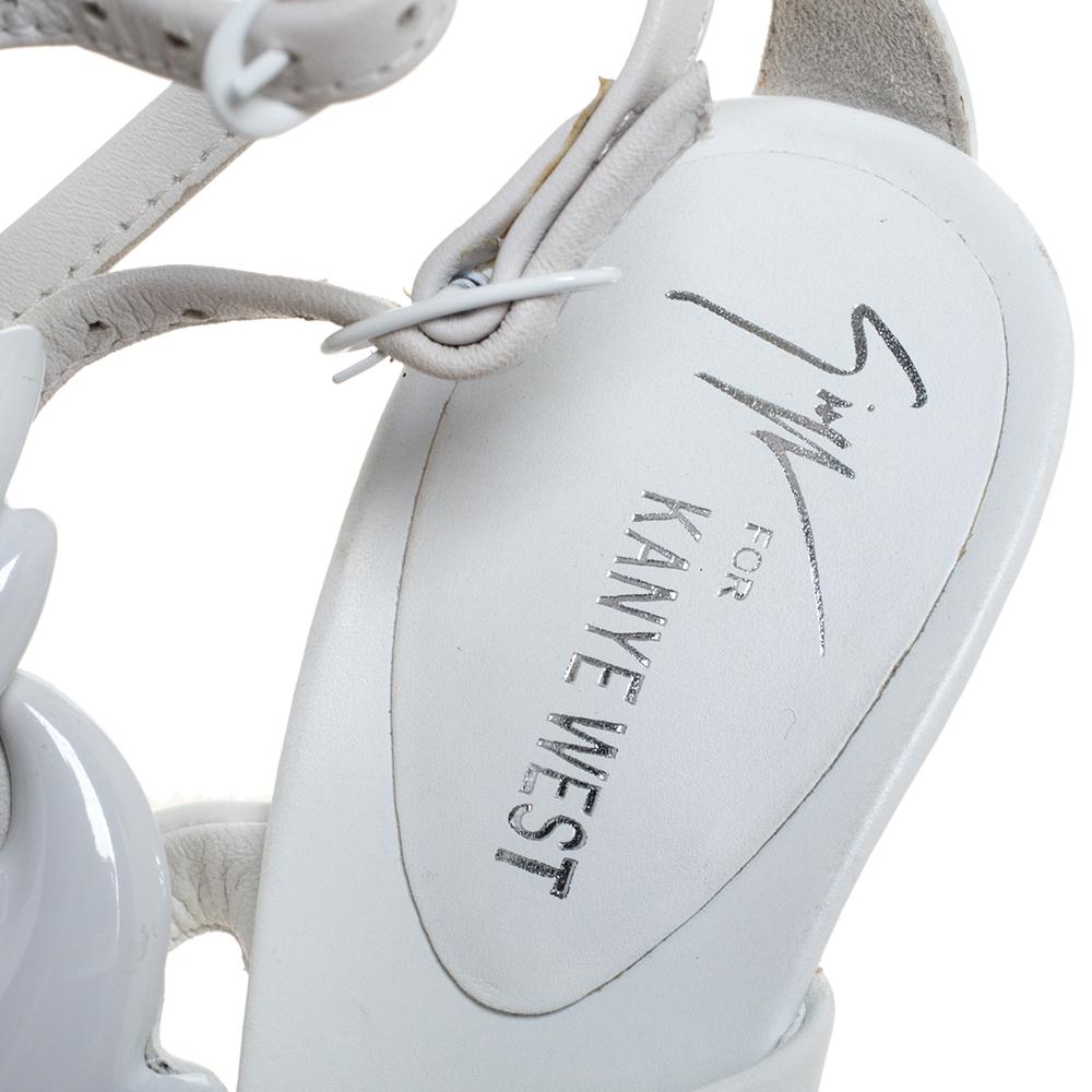 Gray Kanye West x Giuseppe Zanotti White Leather Cruel Summer Sandals Size 35