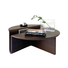 Kanyon Coffee Table, Contemporary Sculptural Minimalist Round Smoked Oak