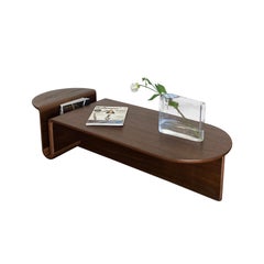 Kanyon Coffee Table, Oval, Contemporary Sculptural Wooden Smoked Oak, in Stock
