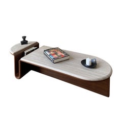 Kanyon Coffee Table, Oval with Marble Top, Contemporary Sculptural, in Stock